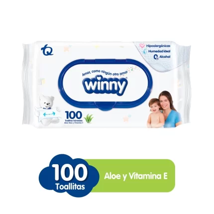 Toallitas Húmedas Winny Aloe Vera Y Vitamina C X100 Unds