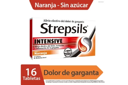 Strepsils Intensive Naranja Sin Azúcar 16 Tabletas