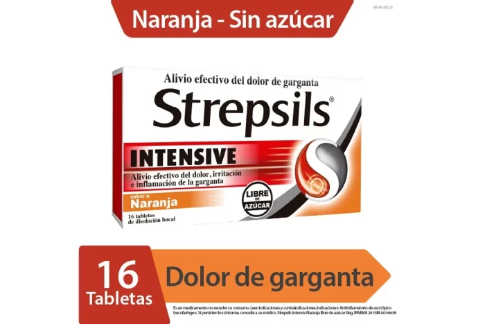 Strepsils Intensive Naranja Sin Azúcar 16 Tabletas - Imagen 1